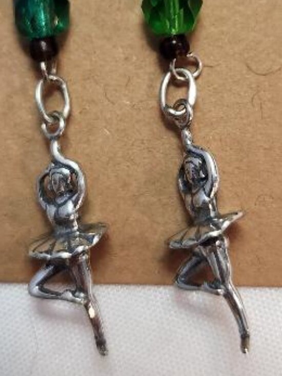 Silver-toned Ballerina Dangle Earrings - Picture 2 of 3